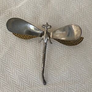 Vintage Sterling Silver and Gold Dragonfly Brooch